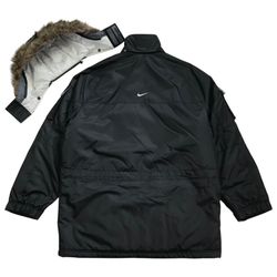 VINTAGE NIKE PARKA HOODIE XL MENS BLACK WINDBREAKER JACKET ANORAK PUFFER TRAVIS