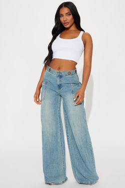 Tinted Wide Leg Jeans - Vintage Wash (size 7)