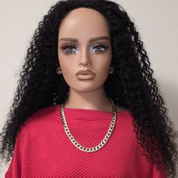 Curly Half wig drawstring Glueless Human Hair 22 Inch