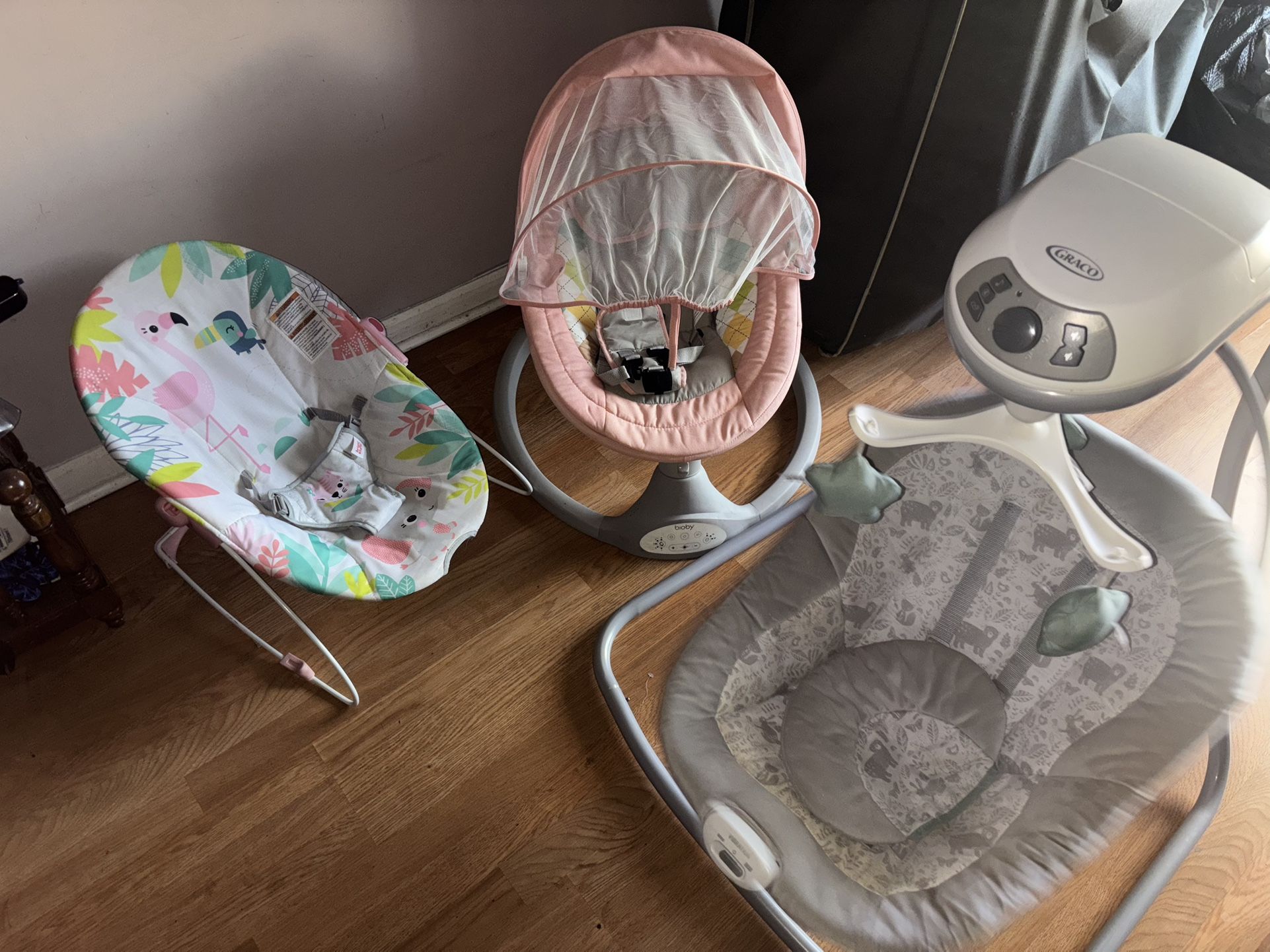 Baby Girl Play Rock Chairs