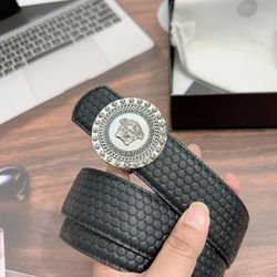 VERSACE Medusa Belt Black/silver Leather/Metal