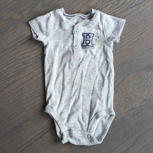 Carter's Baby Boy Short Sleeve Bodysuit, Handsome, 3 Months