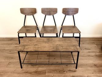 3 Industrial Style Dining Chairs & Matching Bench