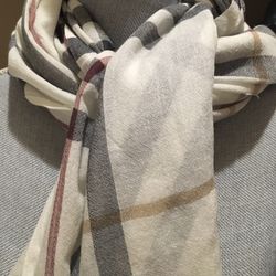 Burberry Lightweight Giant Check Wool And Silk Scarf 