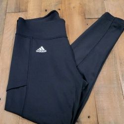 Adidas Leggings Tennis Ball Pockets Womens Medium Climalite 3/4 Black