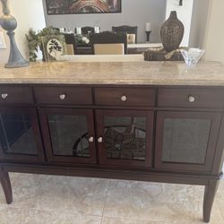 Beautiful Granite Top Buffet Server Cabinet