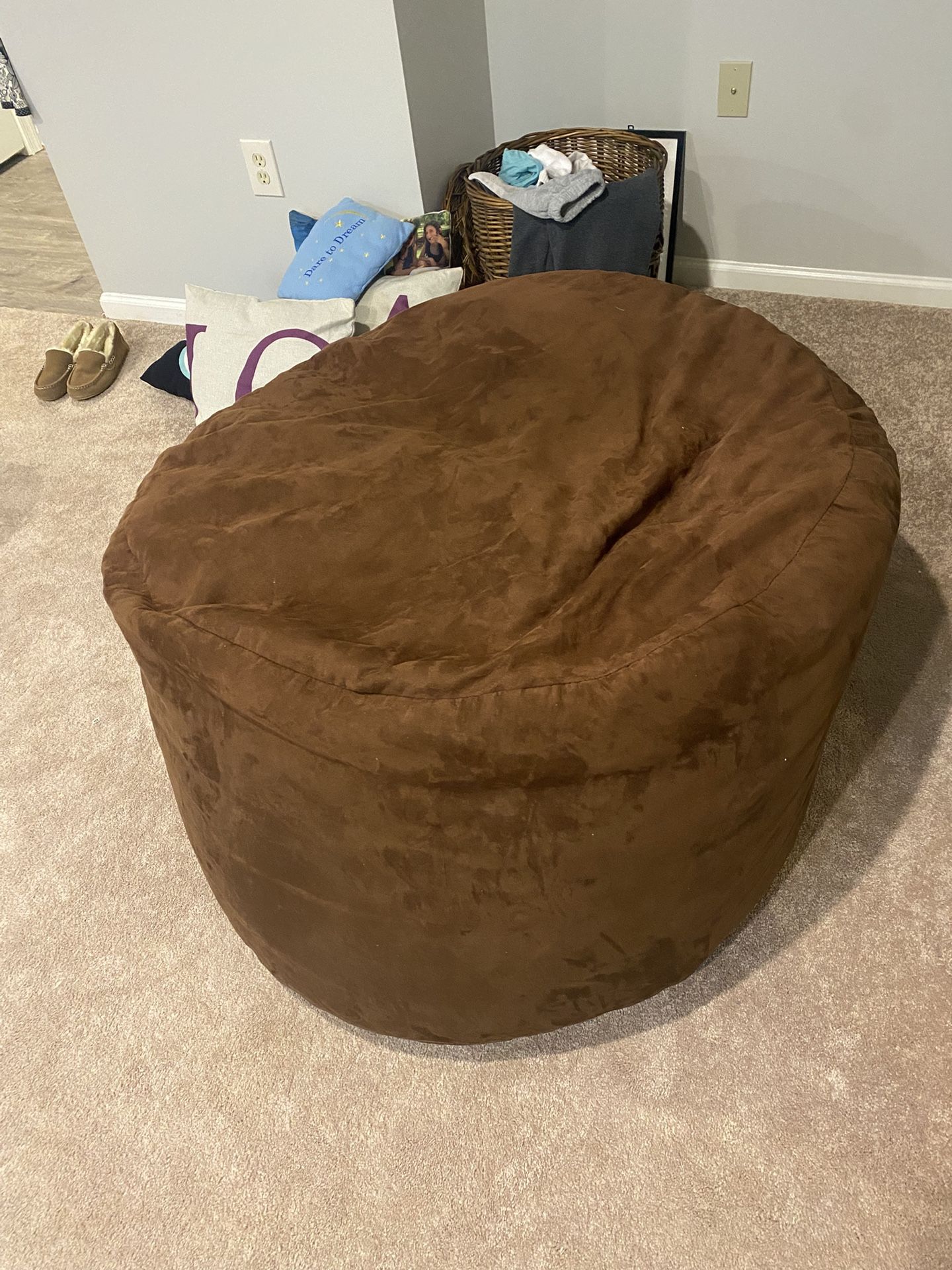 Brown Suede Bean Bag/foam