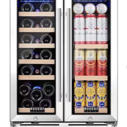 24 in. Dual Zone 19-Wine Bottle & 57-Can Beverage & Wine Cooler with removable Shelves & Child Lock in Stainless Steel
