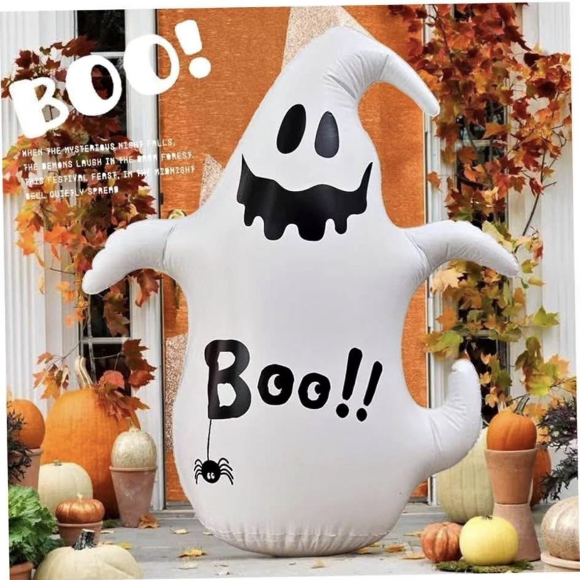 Halloween Inflatables Ghosts Outdoor Decorations 4ft Waterproof PVC Halloween Blow Ups Cute Ghost Bo
