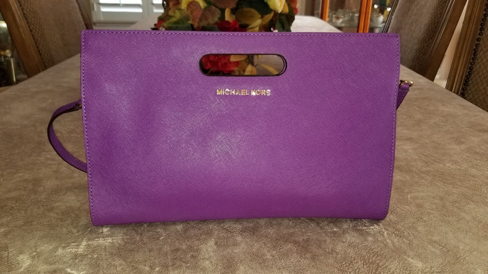 Genuine Michael Kors - Purple Saffiano Leather Clutch