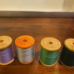Vintage Wooden Thread Spools – Belding Corticelli & Fast-to-Boiling (Set of 4)