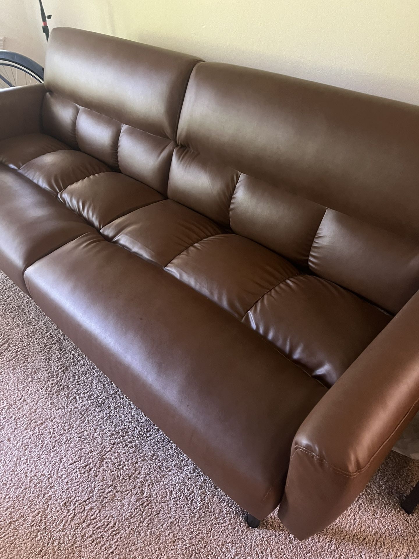 Futon Couch Brown Leather 