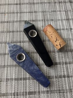 Healing Stones Smoking Pipes - Blue Quartz and/or Black Obsidian. $15 Single or Pair at Discount