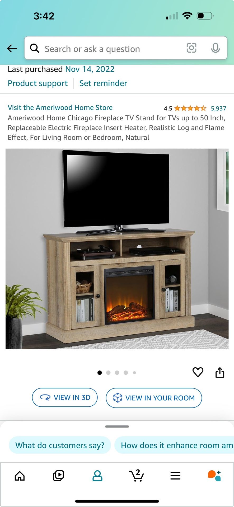 TV stand with fireplace