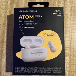 Audien ATOM PRO 2 Wireless Rechargeable OTC Hearing Aid - BRAND NEW