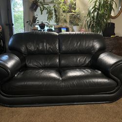 Small Black Leather Couch 