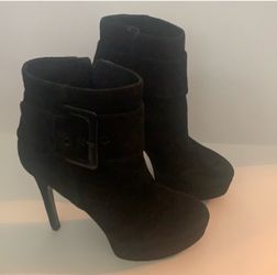 Via Spiga - Black Suede Platform Stiletto Ankle Boots