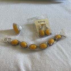Bracelet ring earring set