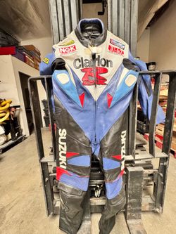 Mens Leather Suzuki Motorcycle Racing Suit size XL
