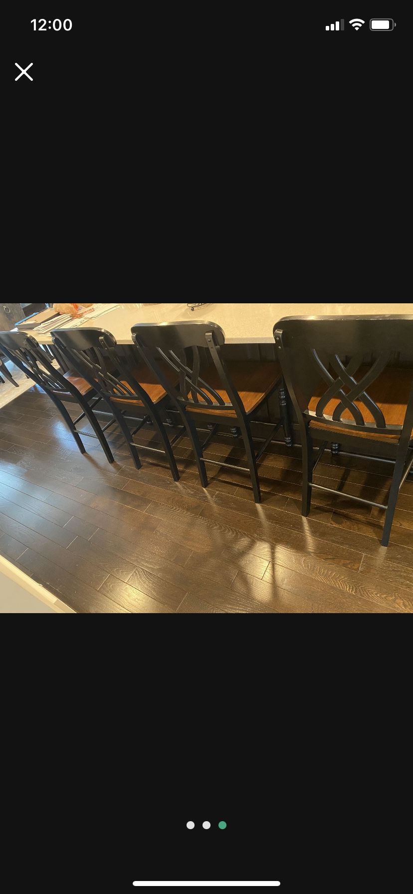 4 Wooden Bar Stools Style Farmhouse Good Condition