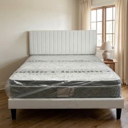 New Queen Size Bed Frame  + Queen Mattress + Box Spring + Delivery 