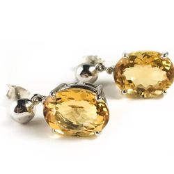 Huge citrine and natural Diamond Earrings 