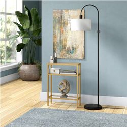 New In Box - Small & Slim Brass with Tempered Glass 3-Tier Accent Table