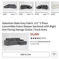 New Slate Sofa With Chase- Convertible From Living Spaces