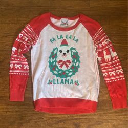 Girls Ugly Sweater Falalala Llama 10 - 12