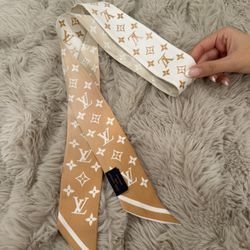 Louis Vuitton LV Neutral Bag Silk Scarf Twilly 