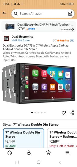 Dual Electronics DCA73W 7" Double DIN Car Stereo
