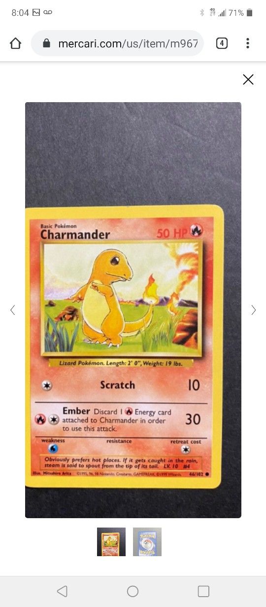 1st Edition Charmander Pokemon 1995