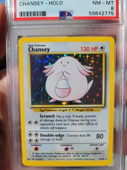 Chansey - Base Set - PSA Graded 8 - Pristine! 