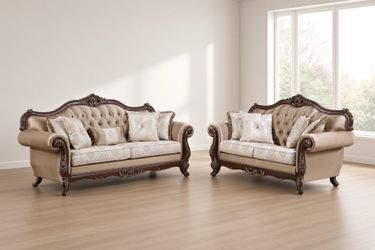 Elegant Classic Living Room Set (Sofa and Loveseat). Downpyment $85. Brand new