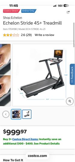 Echelon Stride 4s+ Treadmill with incline and foldable