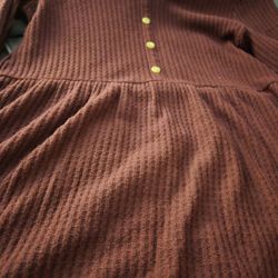 Girls Button Burgundy Sweater Dress 