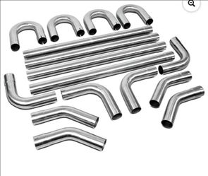 16 pcs 2.5 inches OD DIY Custom Stainless Steel Mandrel Exhaust Tubing Bend Straight Pipe Kit