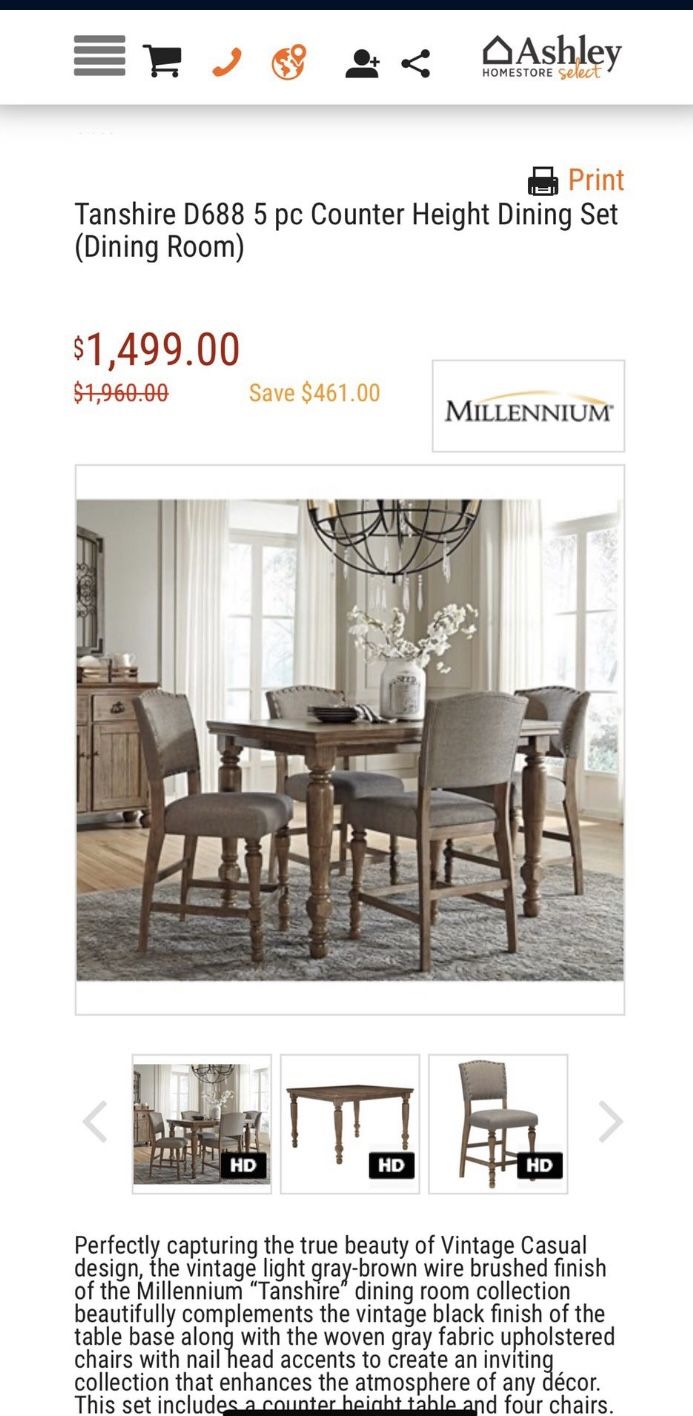 Ashley Furniture Tanshire Pub Table and Chairs