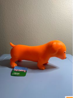 Squeezy Orange Dachshund Dog Squeeze Toy Stress Reliever w/ Tag