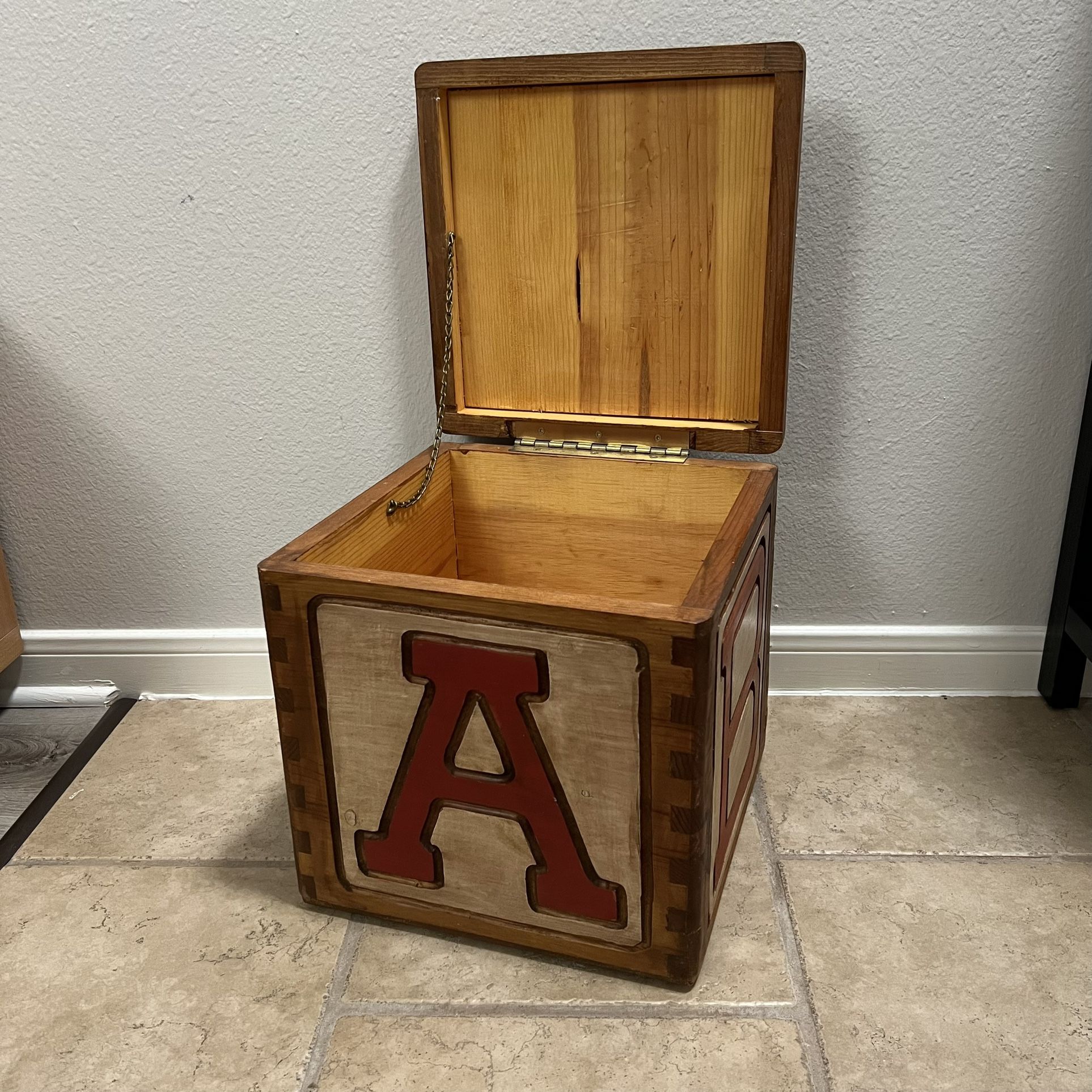 Vintage Handmade ABC Cedar Lined Solid Wood Toy Box for Sale in Cypress