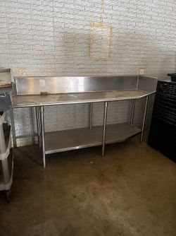 8ft Heavy Stainless Steel Prep Table w/ Backsplash & Shelf