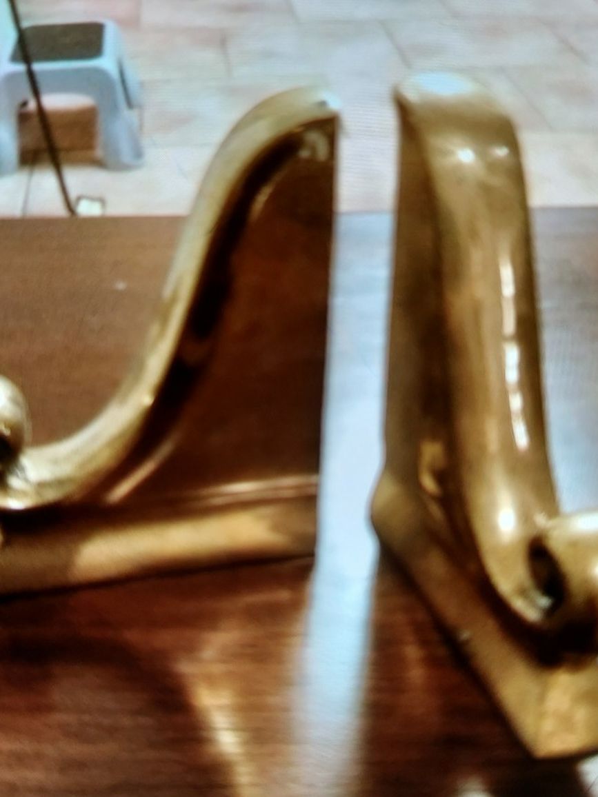 Mid-century Brass Scroll Bookends