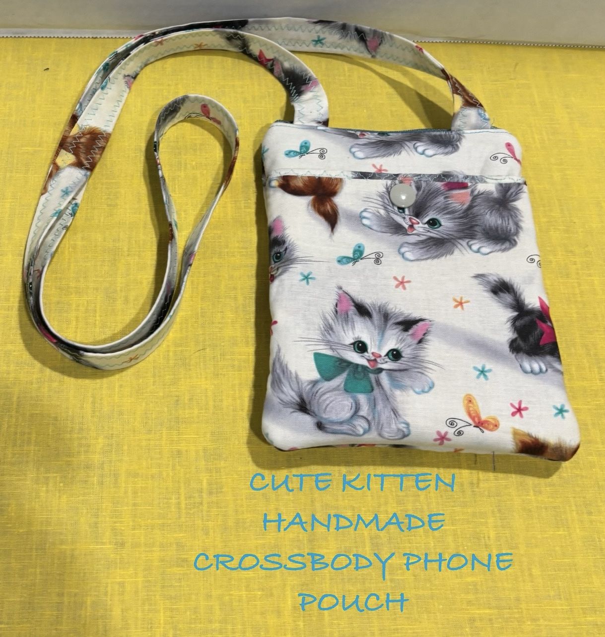 NEW CUTE KITTEN HANDMADE PHONE POUCH