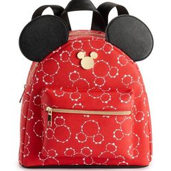 Disney Mickey Mouse All Over Print Mickey Ears Mini Red Dome Backpack