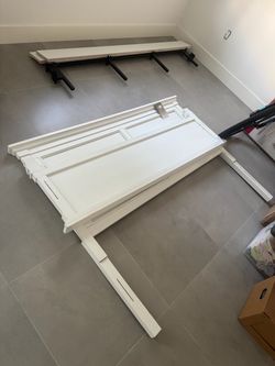 Queen white bed frame only