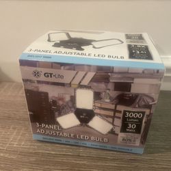 GT-Lite 3000 Lumen 3-Panel Adjustable Daylight 5000K LED Light Bulb 30,000 Hour