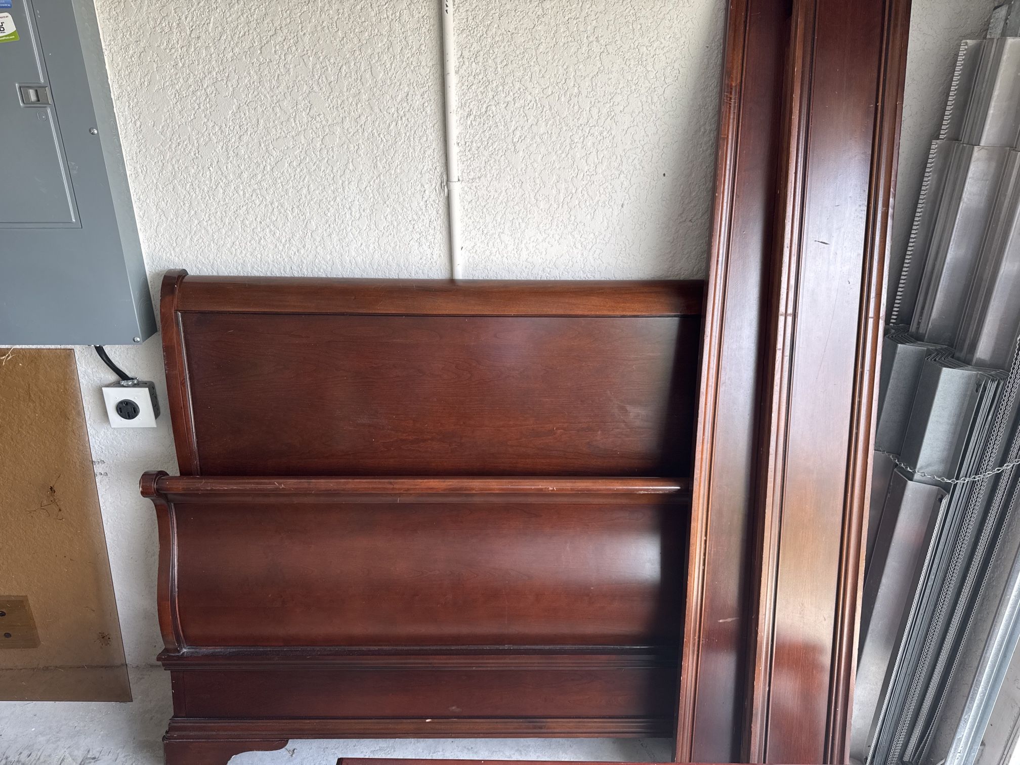 Solid Wood Sleigh Bed Frame – Full/Queen – Elegant Cherry Finish