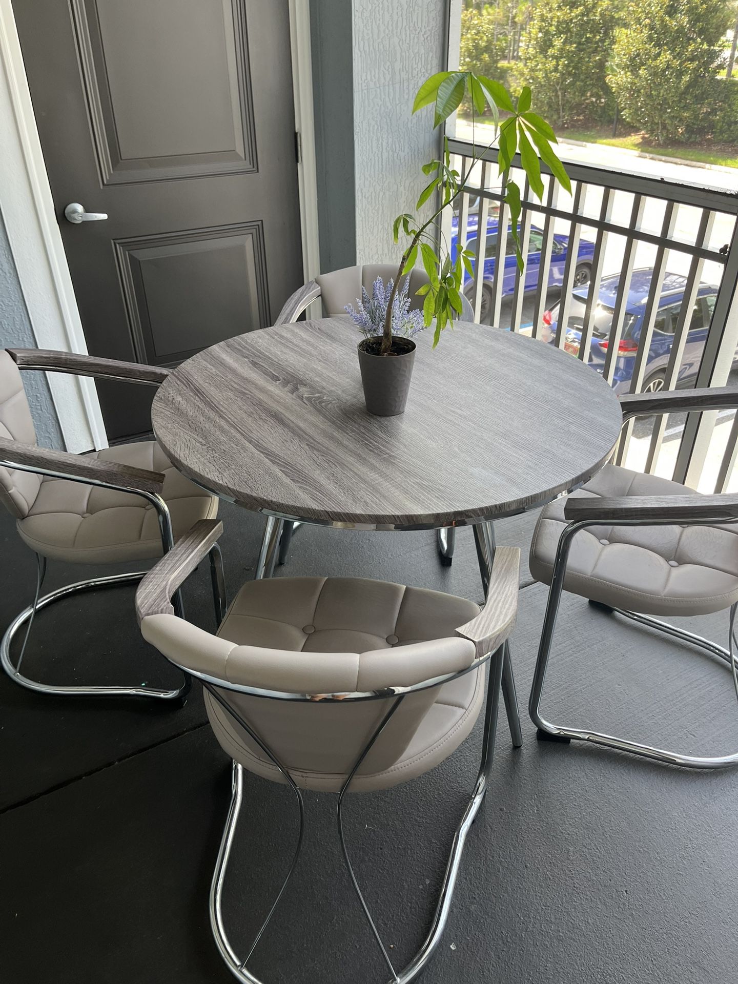Table + 4 Chairs And 4-tier Bar Cabinet