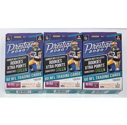 (3) 2020 Panini Prestige Football Hanger Boxes - 3 Box Lot - Brand New & Factory Sealed NFL Cards Burrow RC Auto ? Hurts RC Auto ?