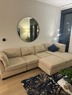 Beige Sectional Sofa – Great Starter Couch, Great Value!